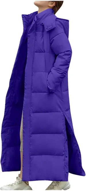 Winter Coat Women, Puffer Down Long Jackets Warm Hooded Outerwear Casual Long Sleeve Overcoats with Pocket 2024