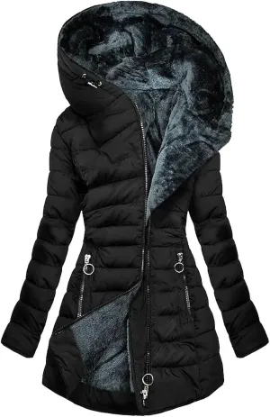 Winter Jacket for Women 2024, Warm Puffer Outerwear Full Zip Up Coats Casual Parka Down Overcoats with Hooded