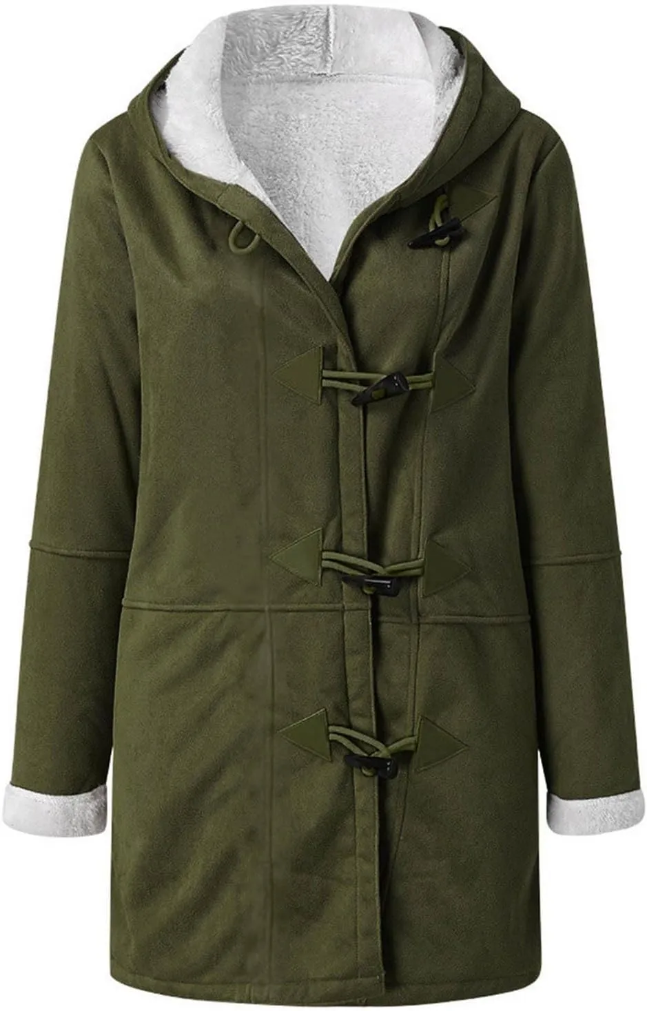 Winter Sherpa Lined Coats for Women Plus Size Button Down Fleece Hooded Jacket Trendy Fuzzy Thermal Thick Outwear