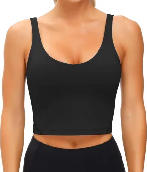 Wjustforu Women's Tank Top Padded Sports Bra Running Workout Yoga Crop Top