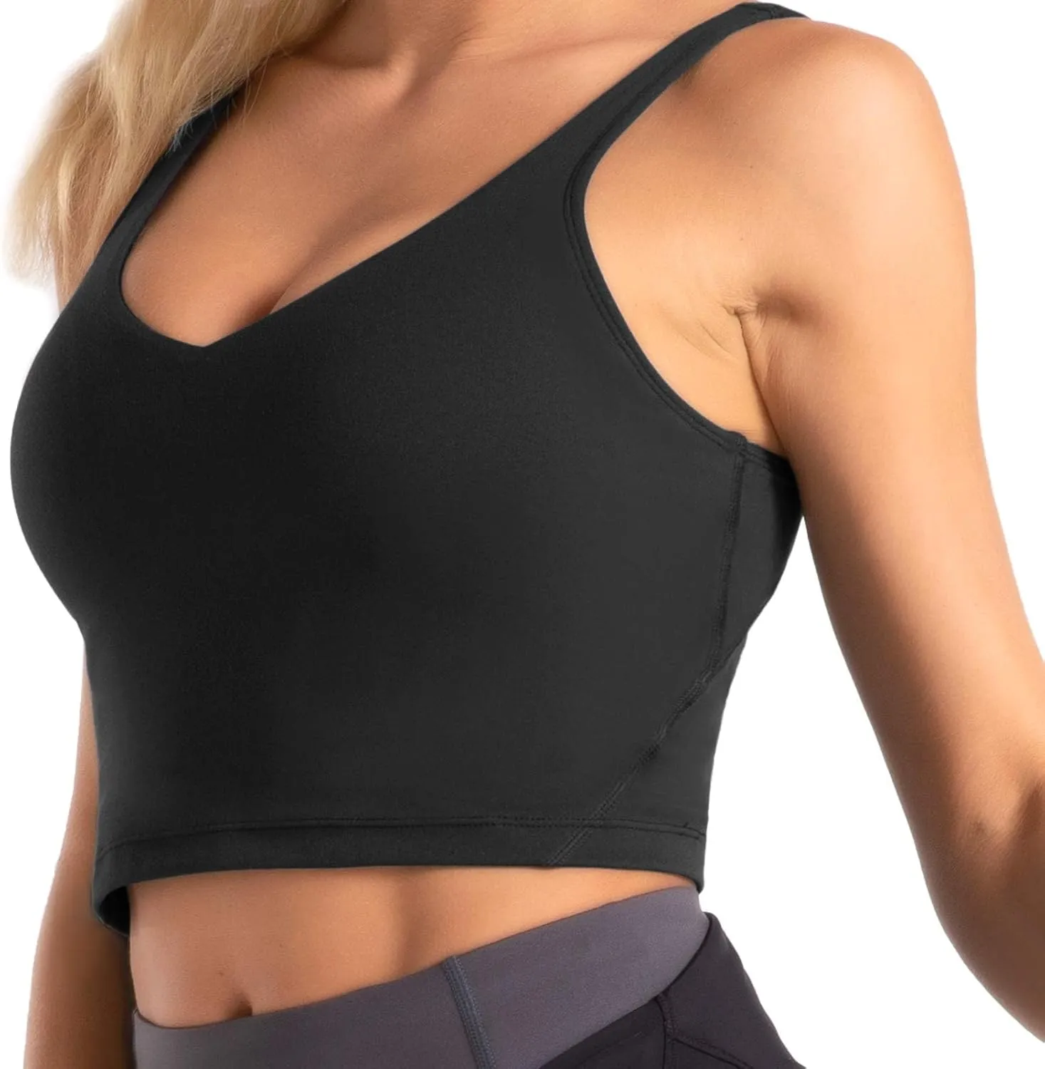 Wjustforu Women's Tank Top Padded Sports Bra Running Workout Yoga Crop Top
