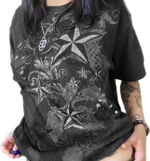 Women Grunge Clothes Y2k Short Sleeve Oversized Shirt Graphic Printed Tops Aesthetic Vintage Teen Girls Baggy Tee