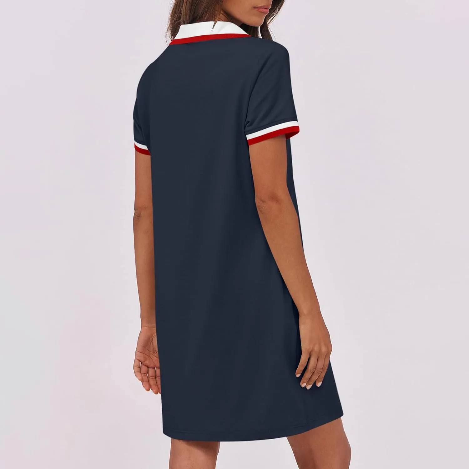 Women Lapel Short Sleeve Dresses 2025 Summer Casual Athletic Dress with Pocket, Ladies Golf Dress T-Shirt Dresses