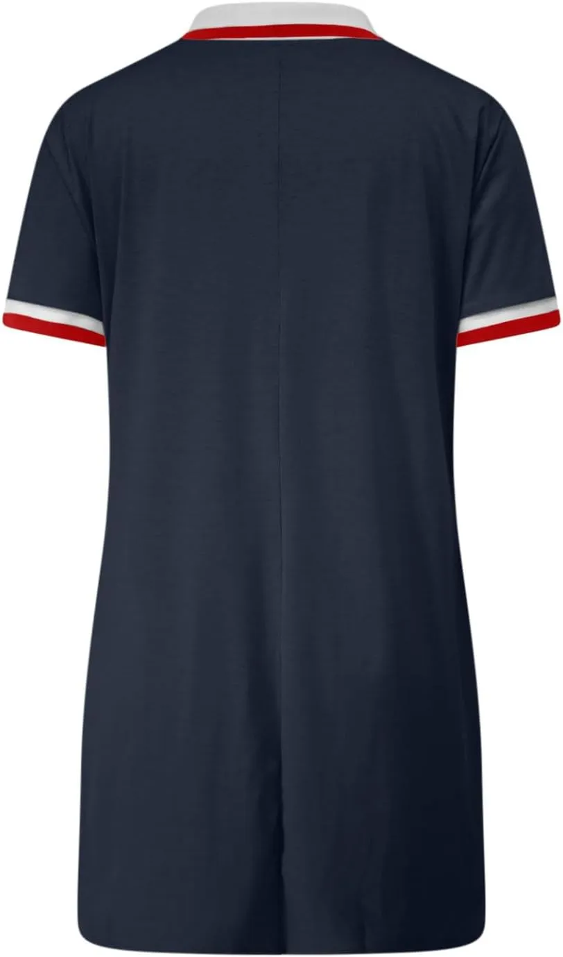 Women Lapel Short Sleeve Dresses 2025 Summer Casual Athletic Dress with Pocket, Ladies Golf Dress T-Shirt Dresses
