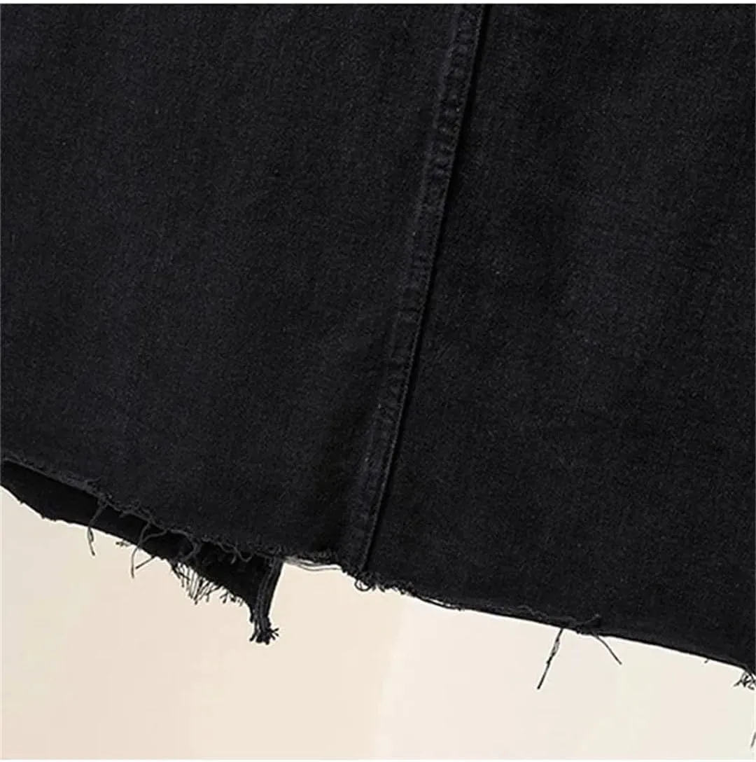 Women Loose Lrregular Denim Skirt High Waist Casual A-Line Skirts