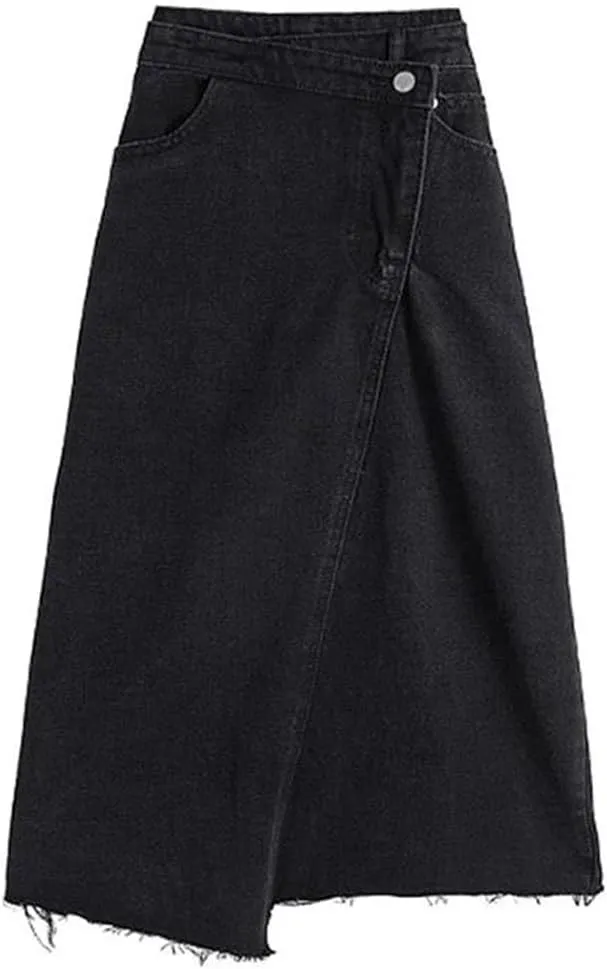 Women Loose Lrregular Denim Skirt High Waist Casual A-Line Skirts