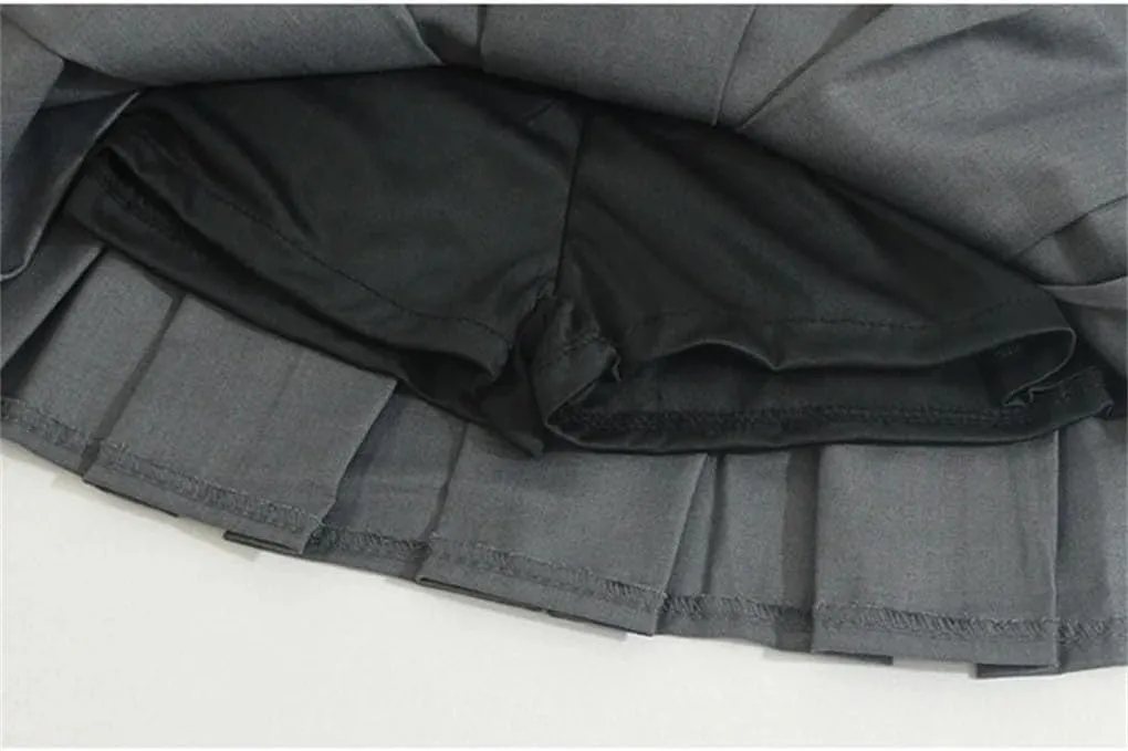 Women Patchwork Casual Pleated Mini Skirt High Waist Slim Vintage A-Line Skirts