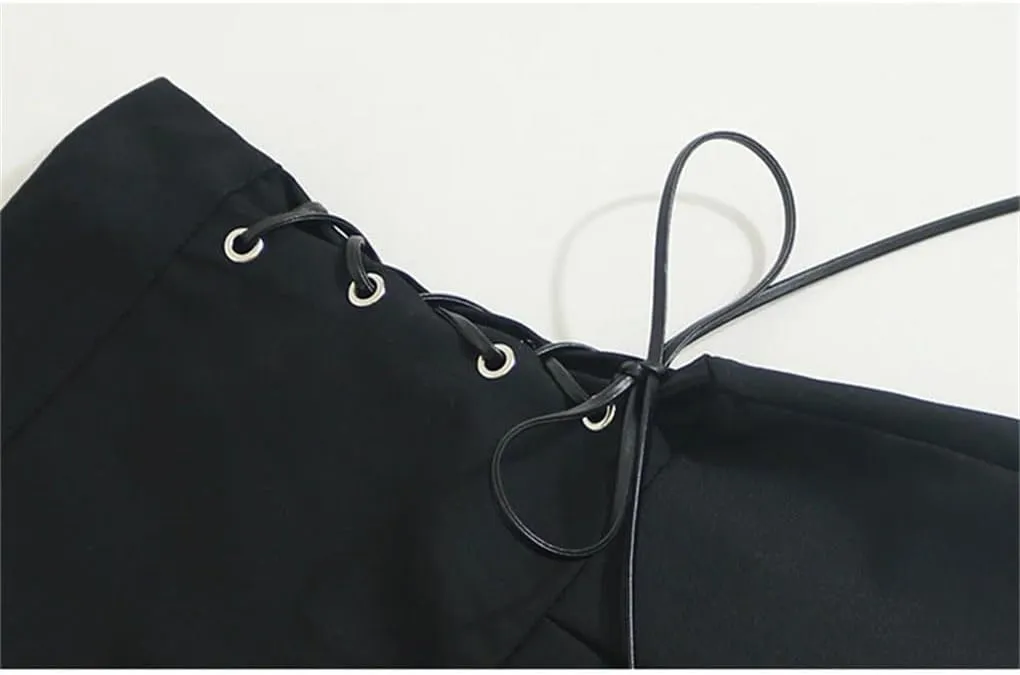 Women Patchwork Casual Pleated Mini Skirt High Waist Slim Vintage A-Line Skirts