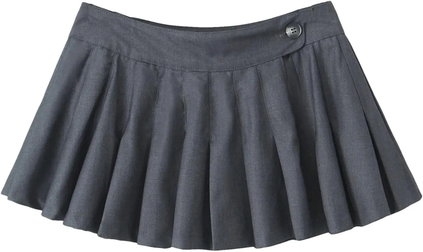 Women Pleated Mini Skirt Solid Color Casual A-Line Bodycon Skirts Party Evening Skirts