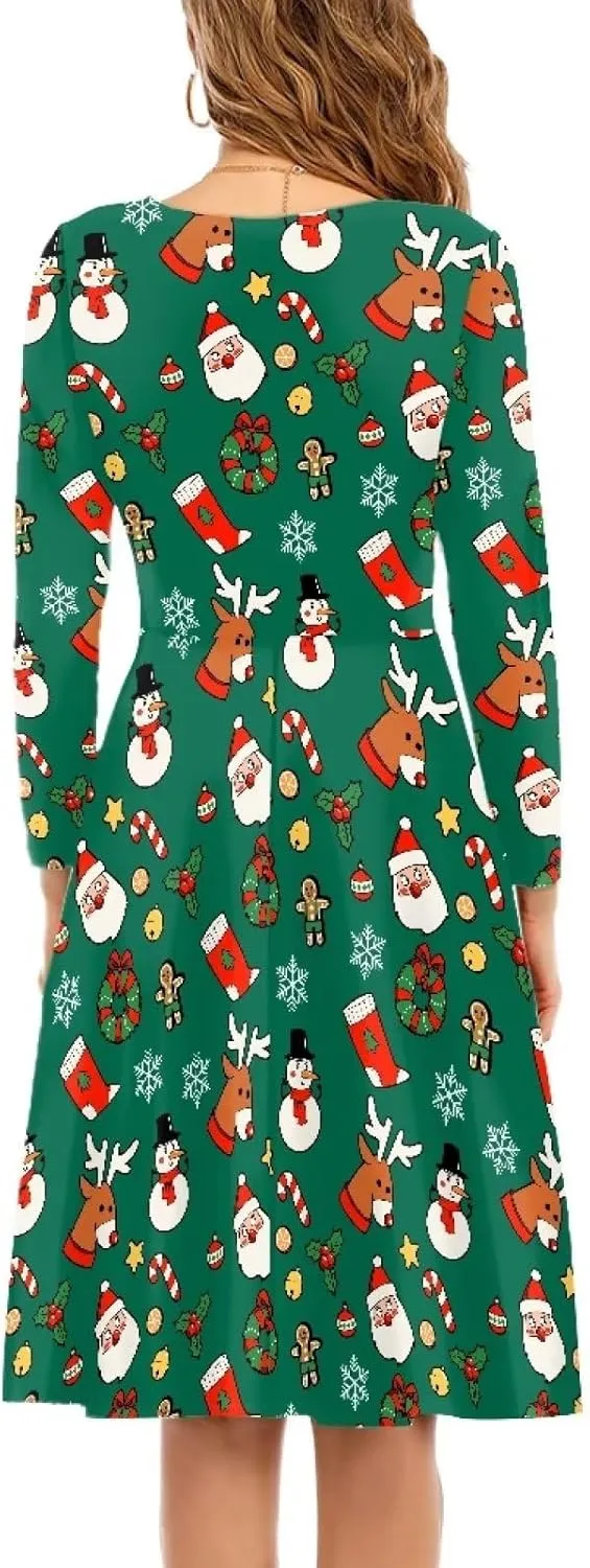 Women Plus Size T Shirt Dresses Midi Dress Size S-4XL Women Long Sleeve Dresses for Party Casual