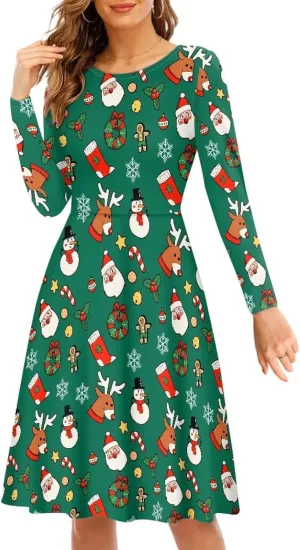 Women Plus Size T Shirt Dresses Midi Dress Size S-4XL Women Long Sleeve Dresses for Party Casual