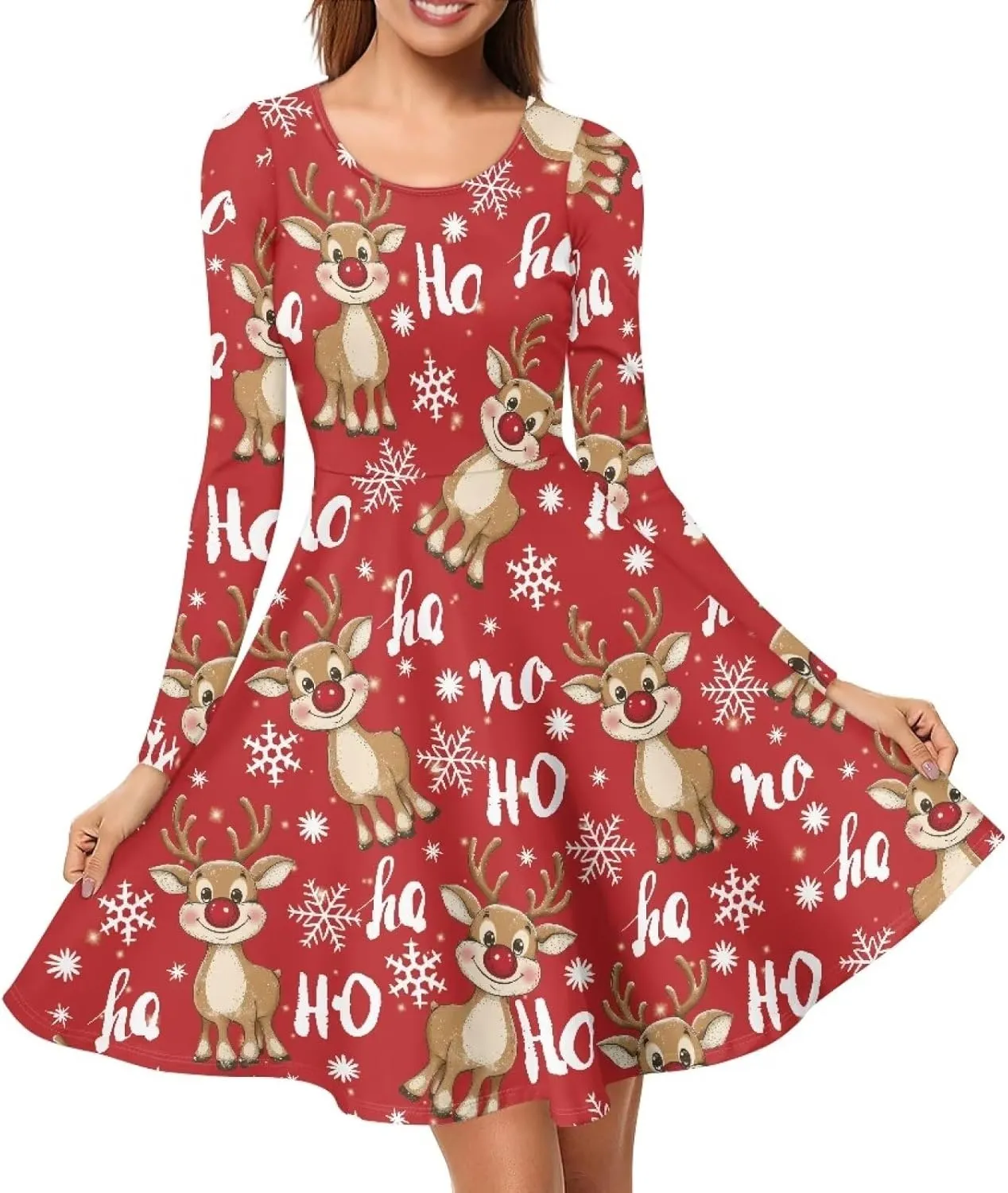 Women Plus Size T Shirt Dresses Midi Dress Size S-4XL Women Long Sleeve Dresses for Party Casual
