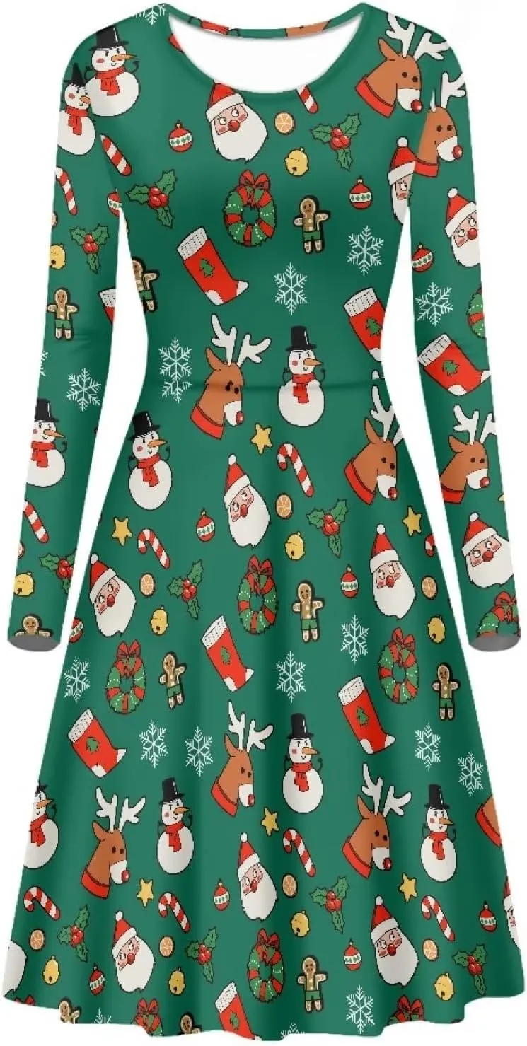 Women Plus Size T Shirt Dresses Midi Dress Size S-4XL Women Long Sleeve Dresses for Party Casual