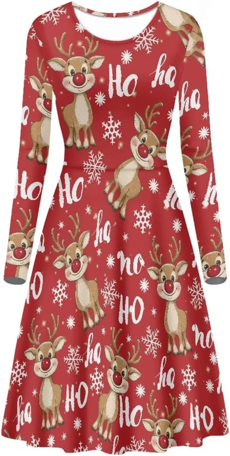 Women Plus Size T Shirt Dresses Midi Dress Size S-4XL Women Long Sleeve Dresses for Party Casual