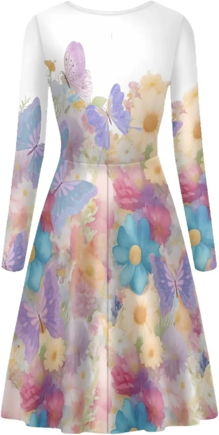 Women Plus Size T Shirt Dresses Midi Dress Size S-4XL Women Long Sleeve Dresses for Party Casual