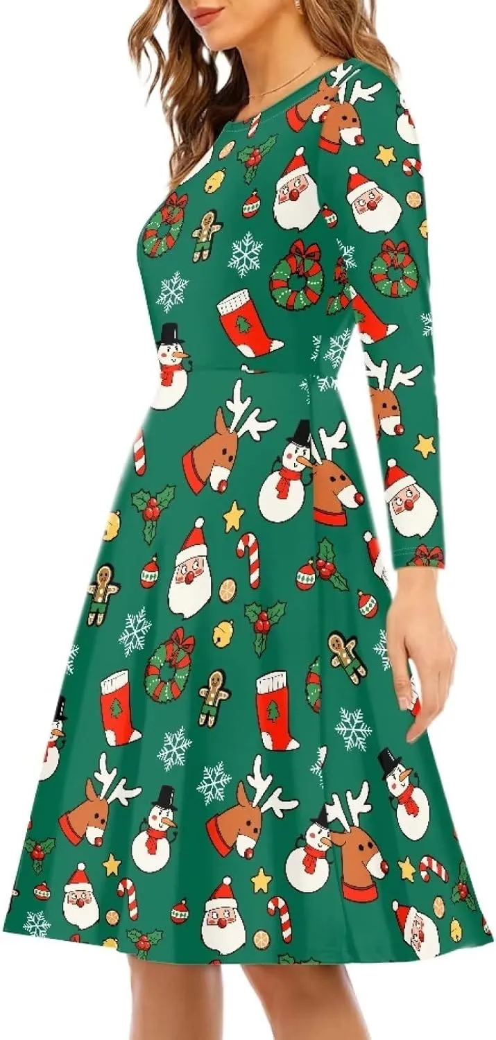 Women Plus Size T Shirt Dresses Midi Dress Size S-4XL Women Long Sleeve Dresses for Party Casual