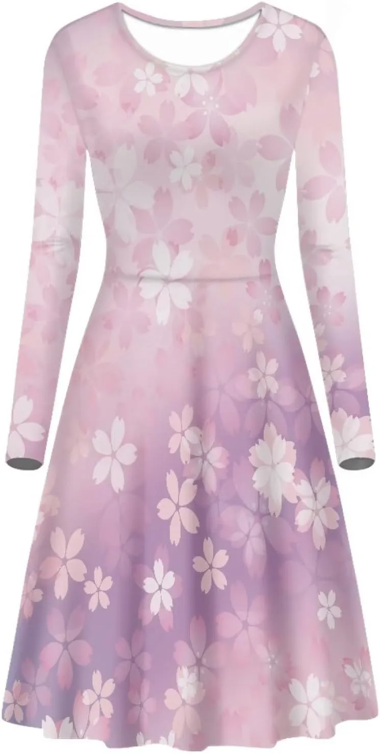 Women Plus Size T Shirt Dresses Midi Dress Size S-4XL Women Long Sleeve Dresses for Party Casual