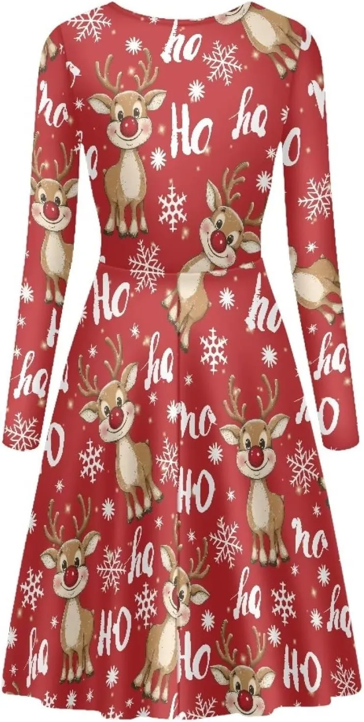 Women Plus Size T Shirt Dresses Midi Dress Size S-4XL Women Long Sleeve Dresses for Party Casual