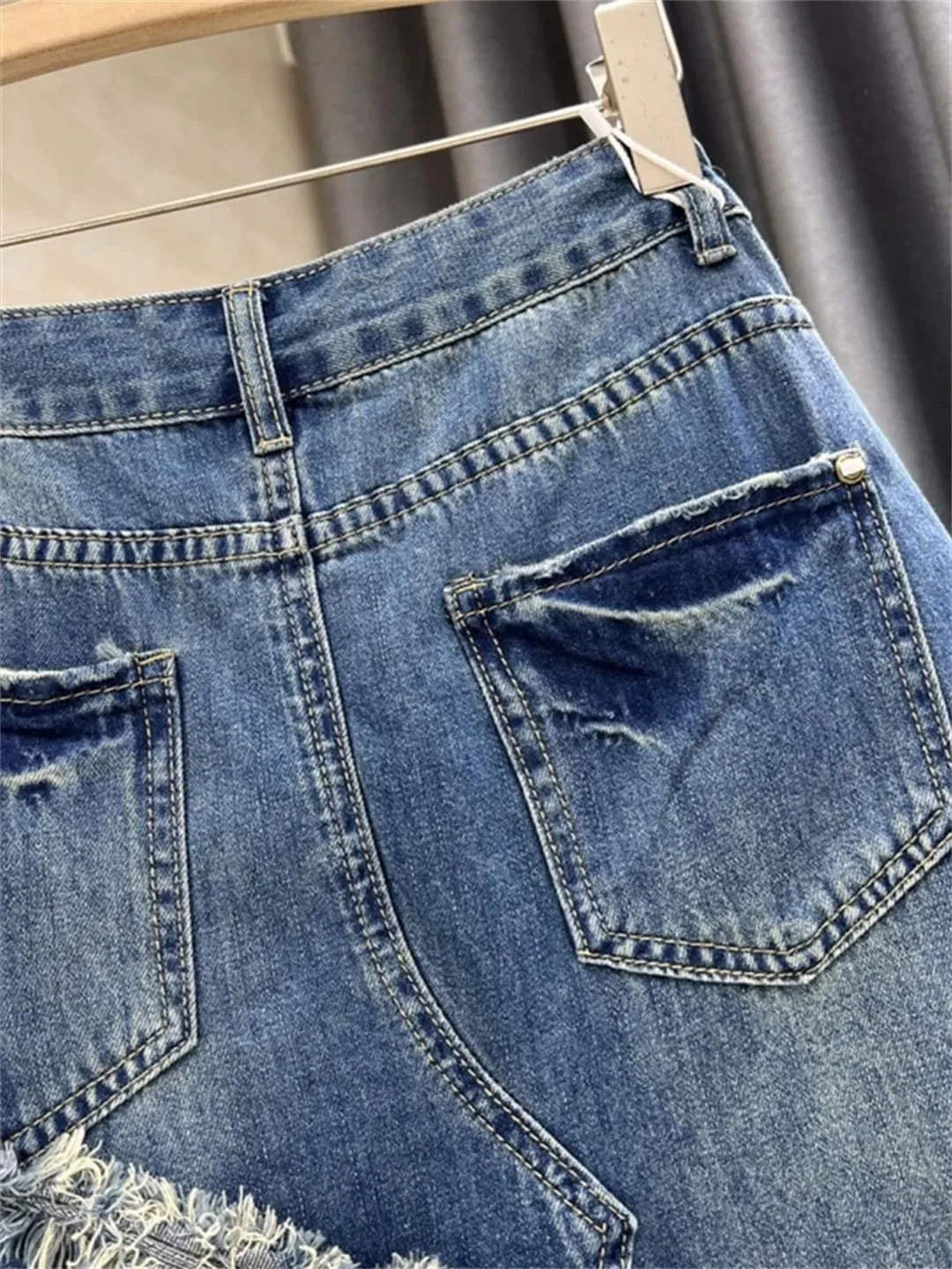 Women Slim Irregular Patchwork Denim Skirt Leisure High Waist A-Line Skirts