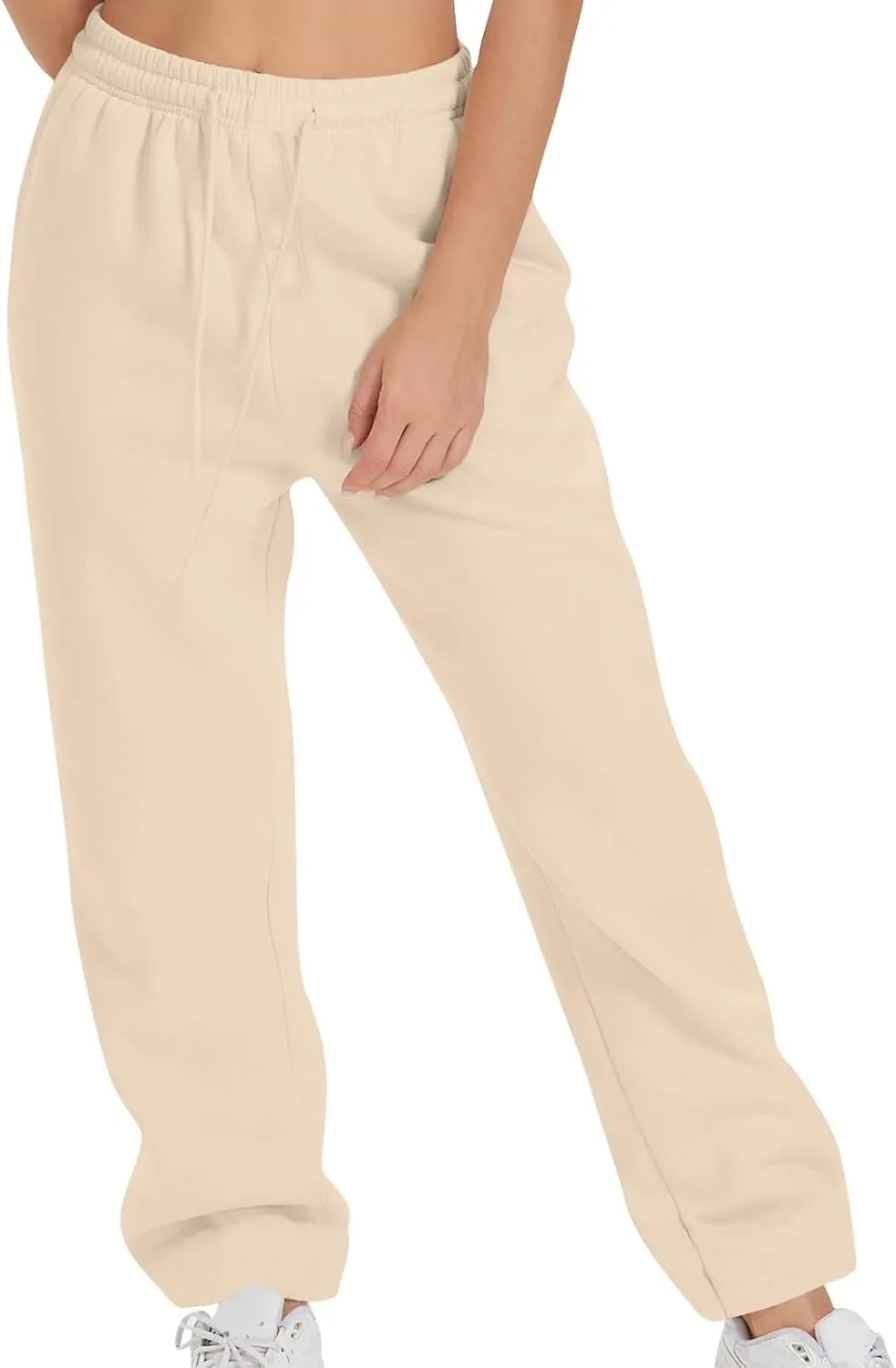 Women Straight Leg Sweatpants Fleece Lined Baggy Loose Lounge Pants Spring Fall Outfits Athletic Joggers with Pocket