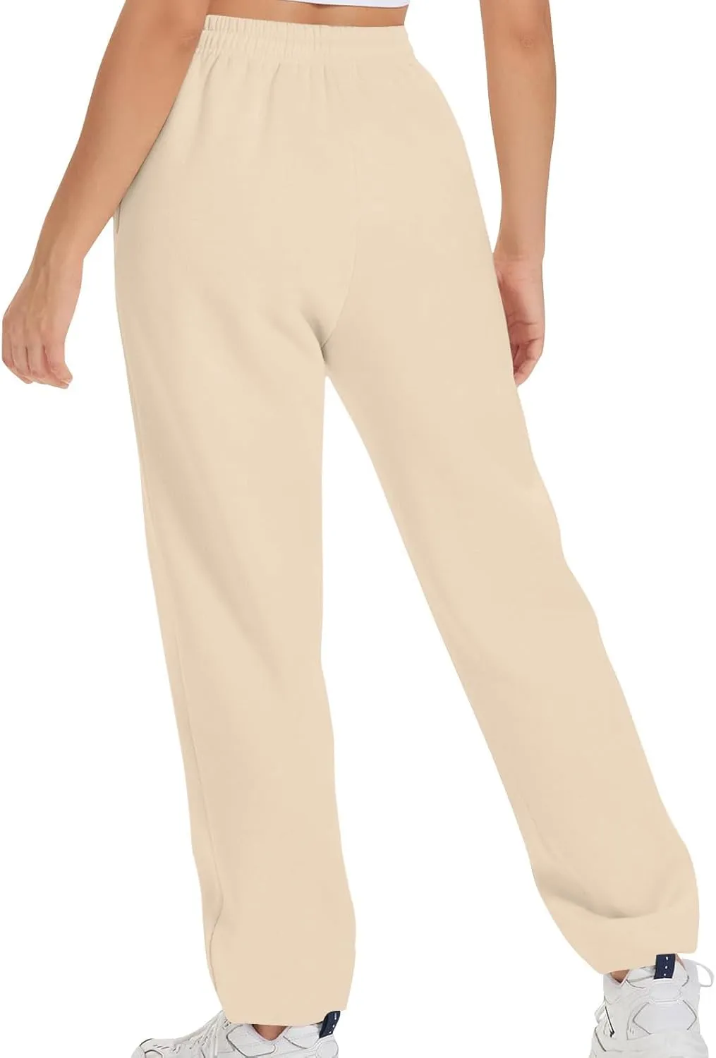 Women Straight Leg Sweatpants Fleece Lined Baggy Loose Lounge Pants Spring Fall Outfits Athletic Joggers with Pocket