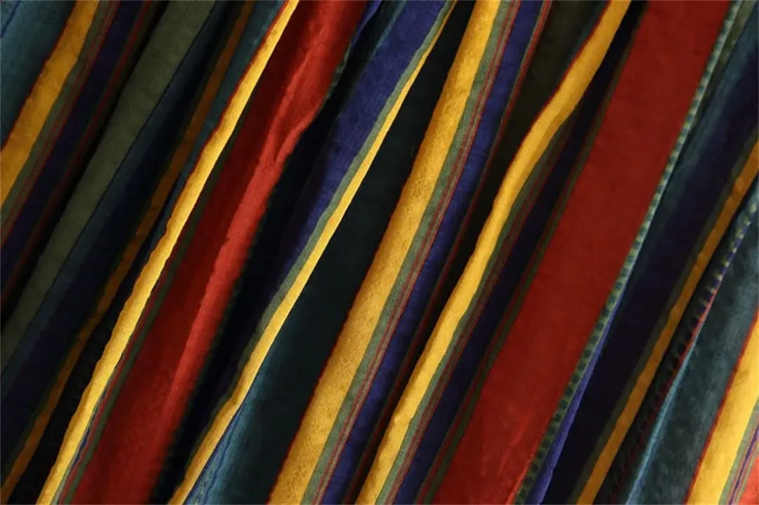 Women Striped Female Long Leisure High Waist A-Line Skirts
