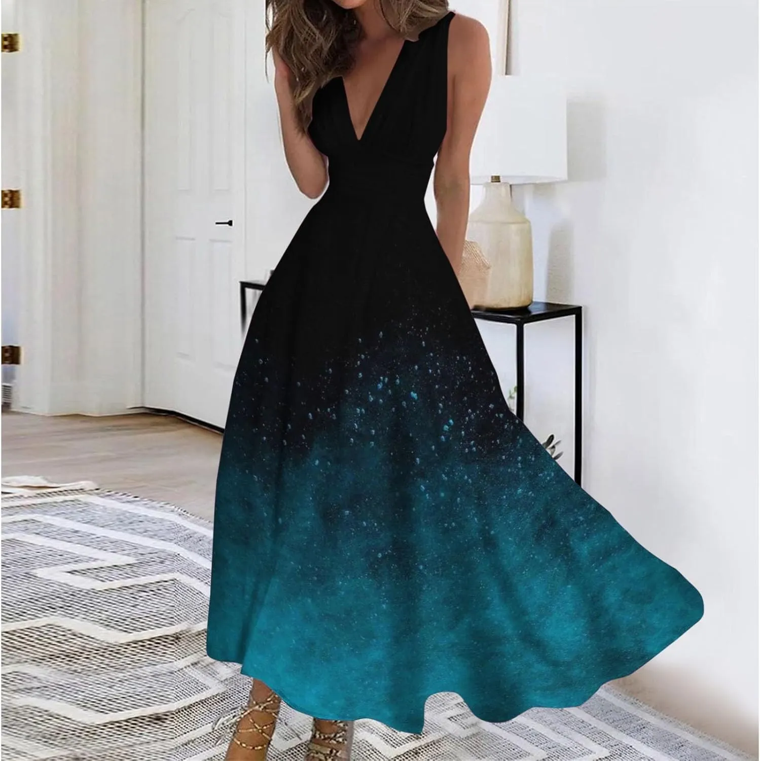 Women Summer Casual Short Sleeve Dresses Flare Sun Dresses Sundress Casual Maxi Tunic Tank Dress Spring for