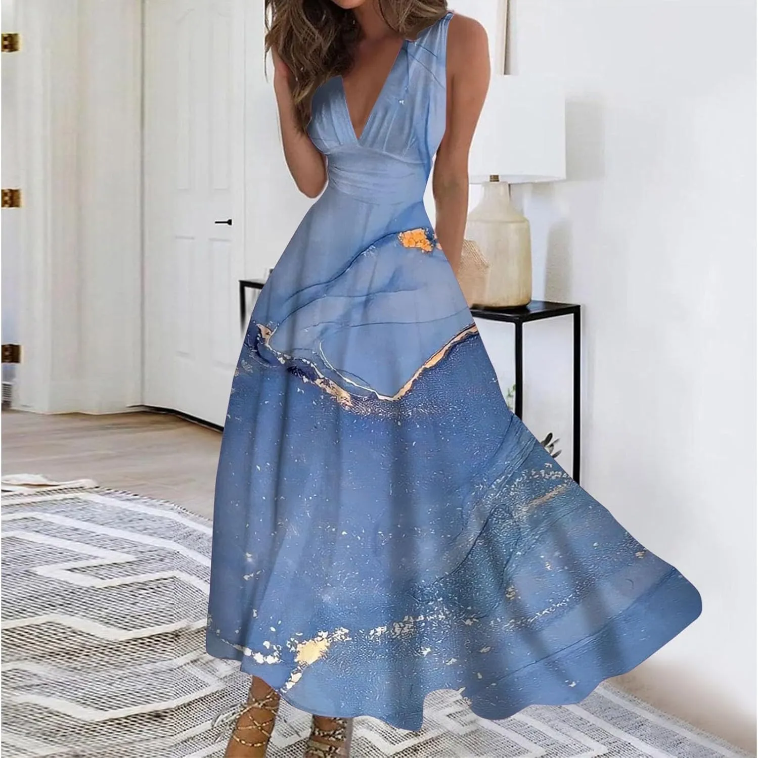 Women Summer Casual Short Sleeve Dresses Flare Sun Dresses Sundress Casual Maxi Tunic Tank Dress Spring for