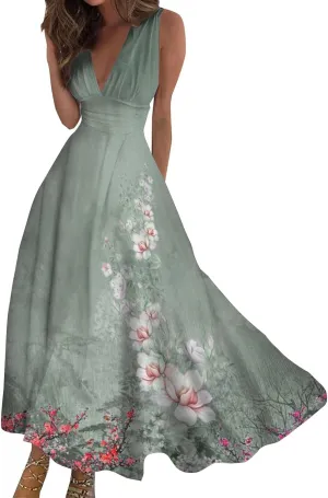 Women Summer Casual Short Sleeve Dresses Flare Sun Dresses Sundress Casual Maxi Tunic Tank Dress Spring for