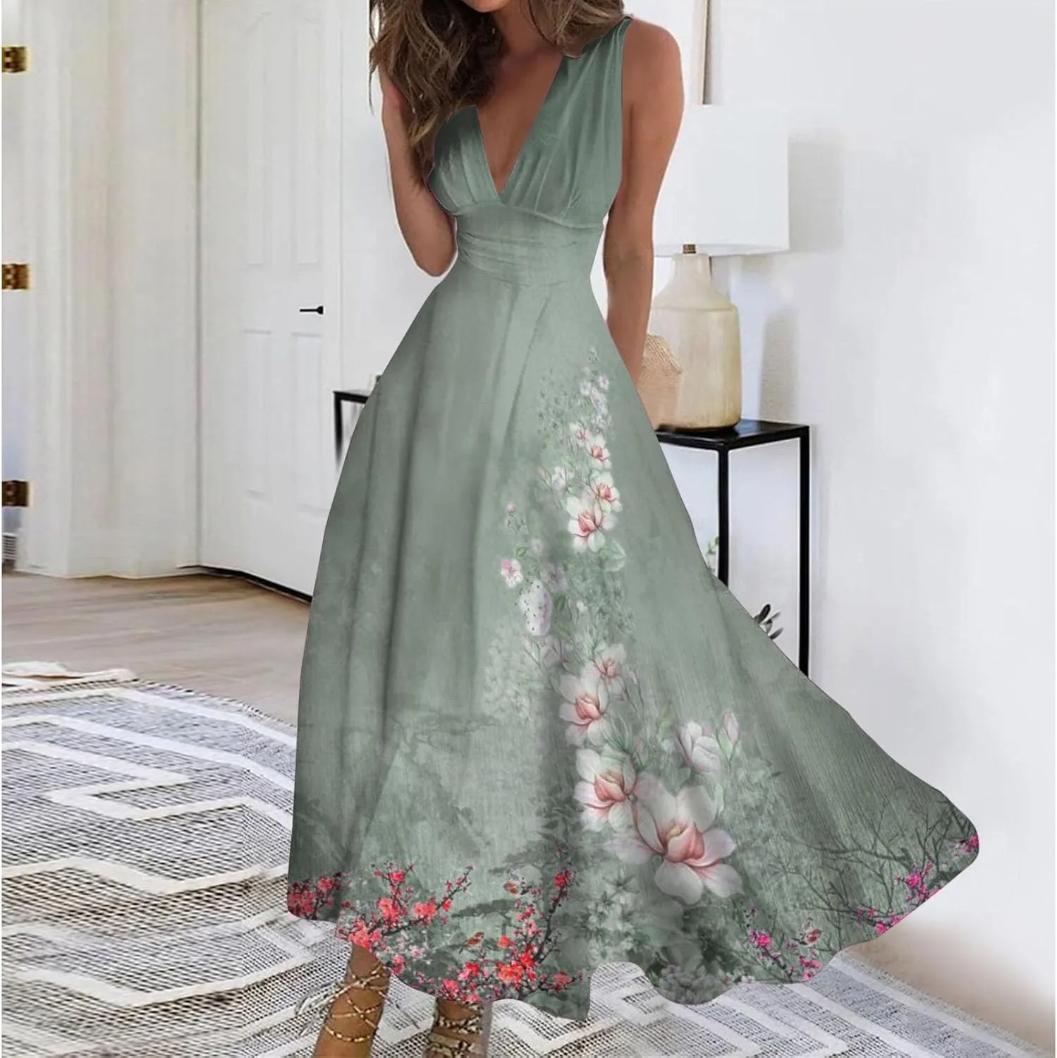 Women Summer Casual Short Sleeve Dresses Flare Sun Dresses Sundress Casual Maxi Tunic Tank Dress Spring for