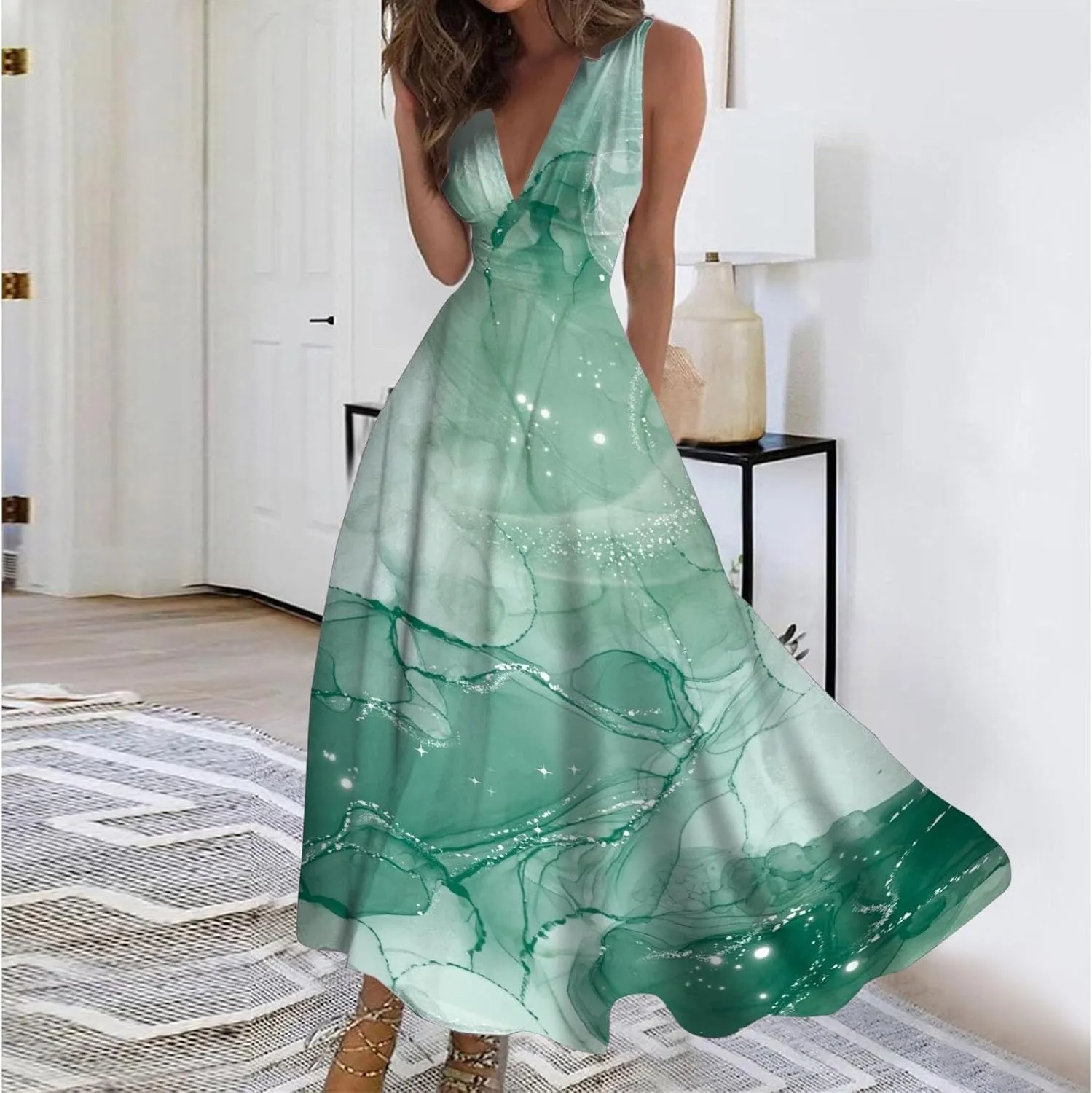 Women Summer Casual Short Sleeve Dresses Flare Sun Dresses Sundress Casual Maxi Tunic Tank Dress Spring for