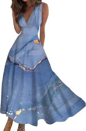 Women Summer Casual Short Sleeve Dresses Flare Sun Dresses Sundress Casual Maxi Tunic Tank Dress Spring for