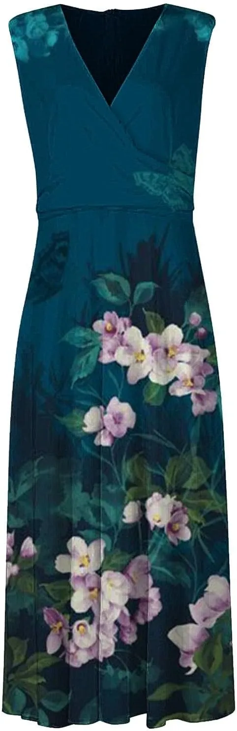 Women Summer Casual Short Sleeve Dresses Flare Sun Dresses Sundress Casual Maxi Tunic Tank Dress Spring for