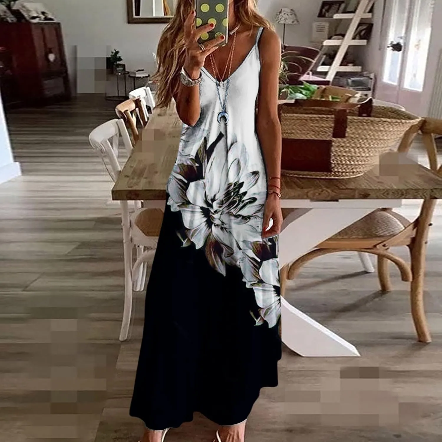 Women Summer Casual Short Sleeve Dresses Long Skirt Casual Flower Sleeveless Flutter Short Sleeve V Neck Button Down