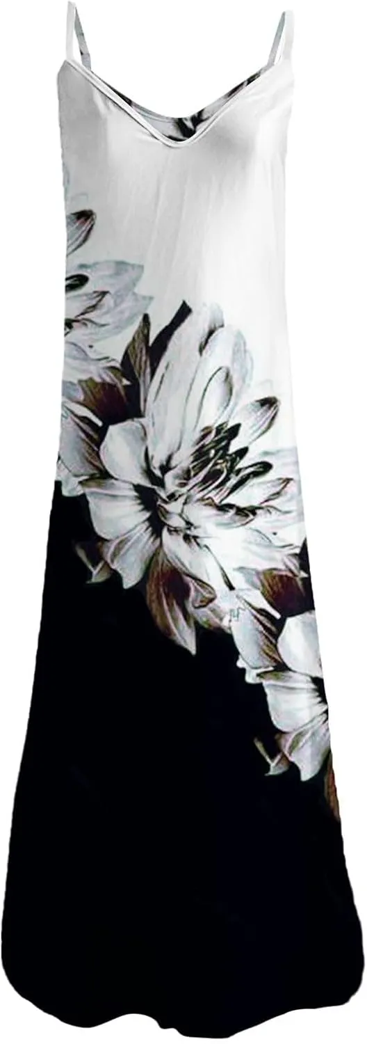 Women Summer Casual Short Sleeve Dresses Long Skirt Casual Flower Sleeveless Flutter Short Sleeve V Neck Button Down