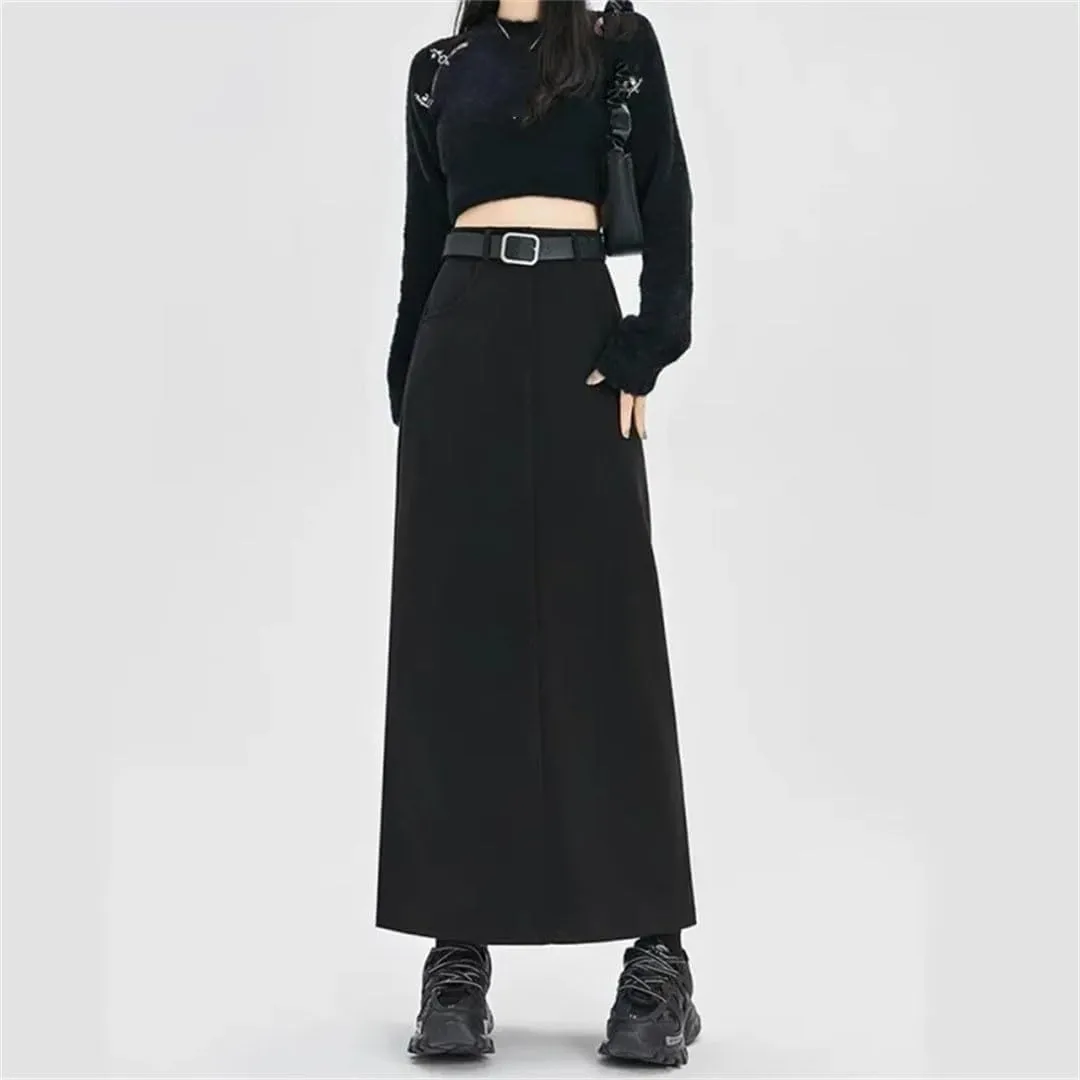 Women Summer High Waisted Slimming Wrap Hip Mid Length A-Line Skirts