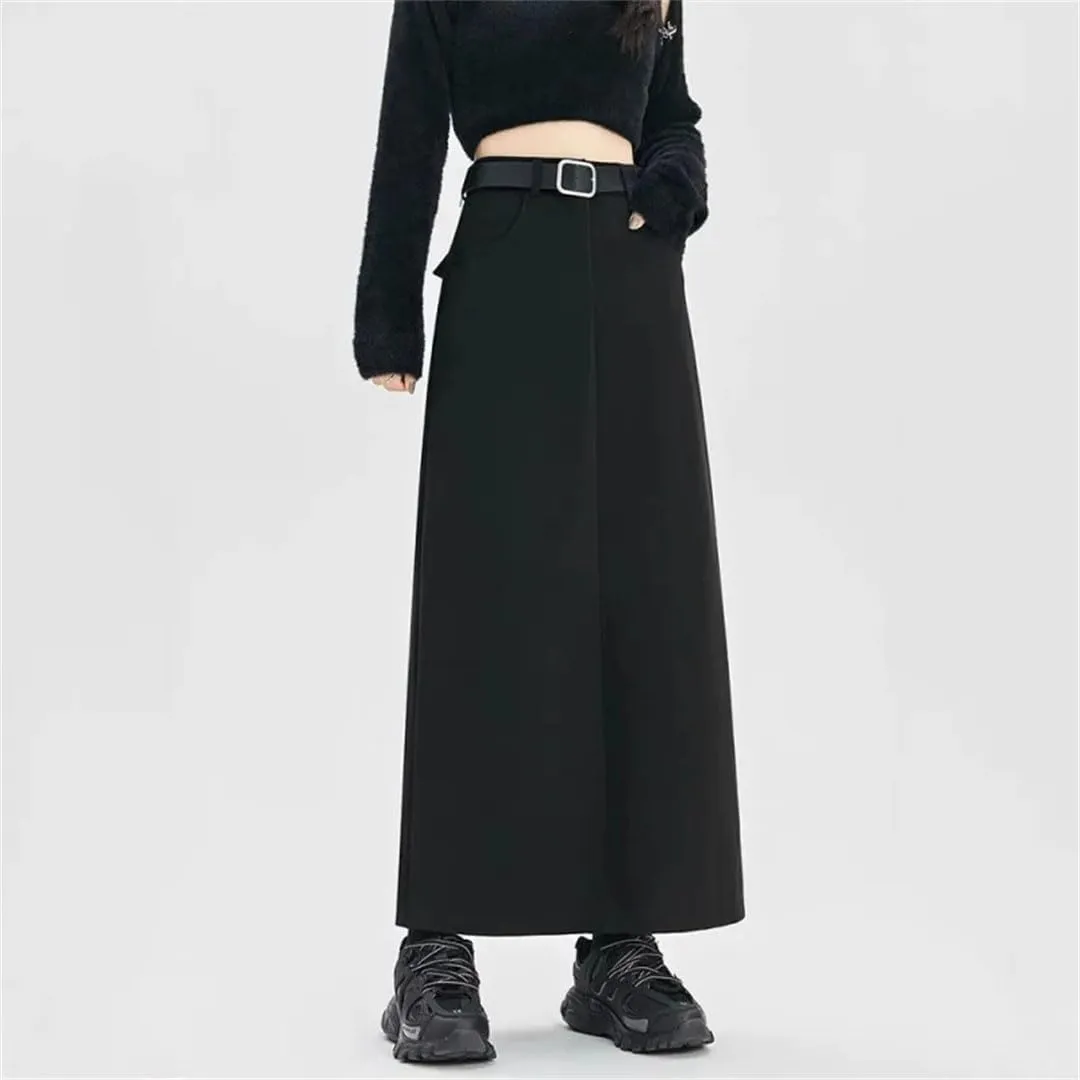 Women Summer High Waisted Slimming Wrap Hip Mid Length A-Line Skirts