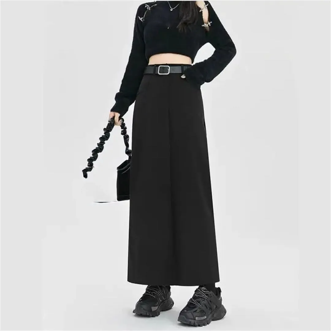 Women Summer High Waisted Slimming Wrap Hip Mid Length A-Line Skirts