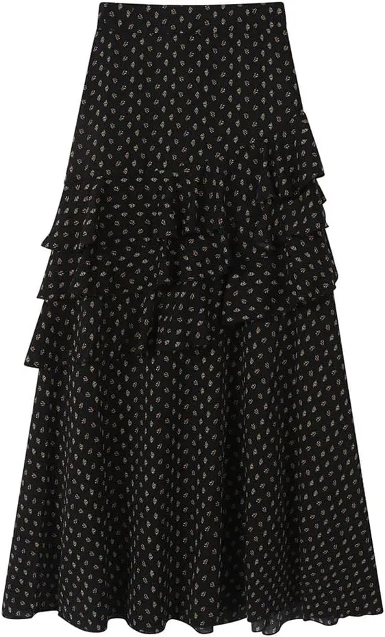 Women Summer Ruffles Floral for Elegant High Waist Layered Casual A-Line Skirts