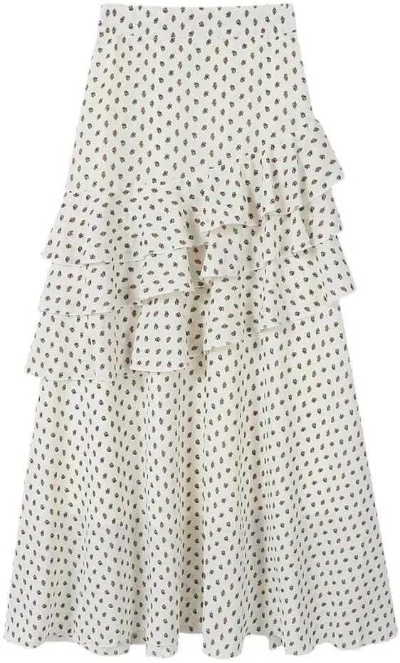 Women Summer Ruffles Floral for Elegant High Waist Layered Casual A-Line Skirts