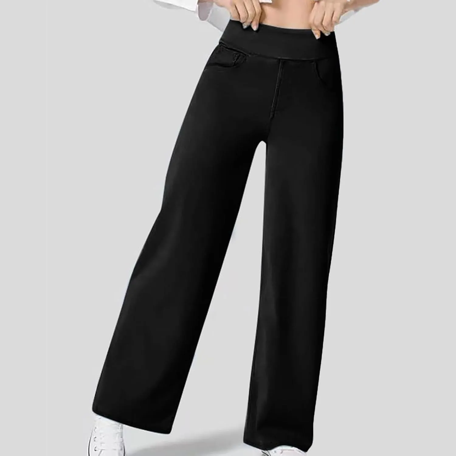 Women Sweatpant Jeans,Sweatpants That Look Like Jeans,High Waisted Stretchy Pull On Wide Leg Denim Pants 2025