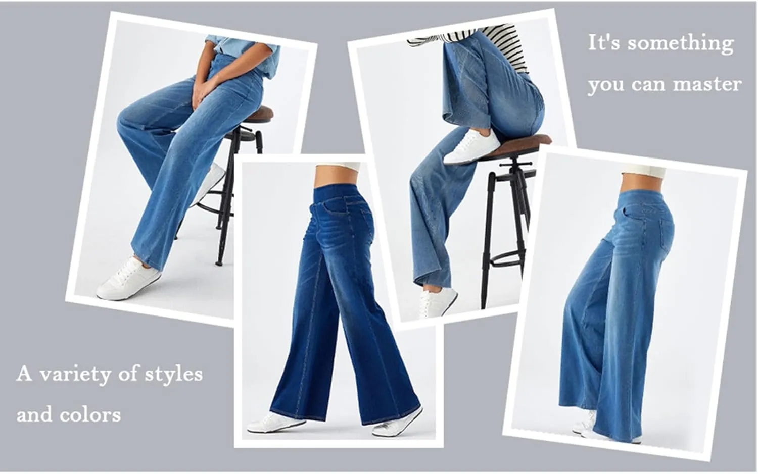 Women Sweatpant Jeans,Sweatpants That Look Like Jeans,High Waisted Stretchy Pull On Wide Leg Denim Pants 2025