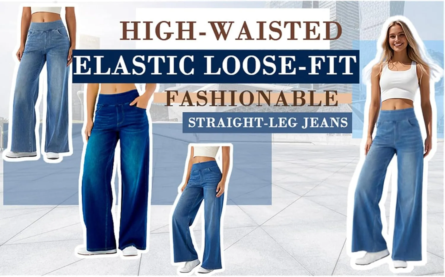 Women Sweatpant Jeans,Sweatpants That Look Like Jeans,High Waisted Stretchy Pull On Wide Leg Denim Pants 2025