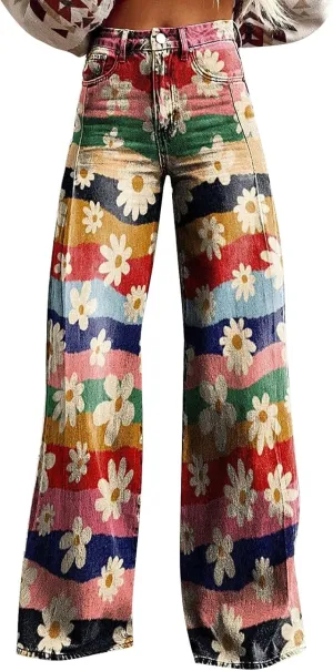 Women Sweatpant Jeans,Sweatpants That Look Like Jeans,High Waisted Stretchy Pull On Wide Leg Denim Pants with Pockets