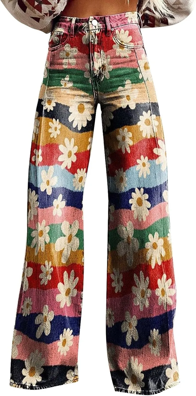 Women Sweatpant Jeans,Sweatpants That Look Like Jeans,High Waisted Stretchy Pull On Wide Leg Denim Pants with Pockets