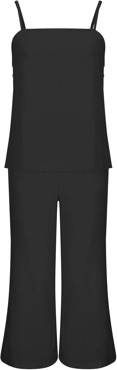 Women's 2 Piece Lounge Sets 2025 Casual Summer Beach Cami Top and Wide Leg Long Pant Matching Set Vacation Outfits