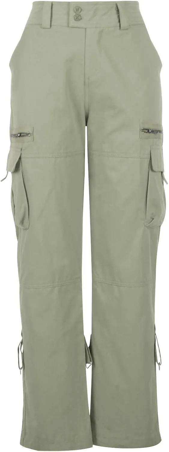 Womens Baggy Cargo Pants Low Rise Straight Wide Leg Y2K Trendy Pants Workout Trousers Streetwear with Pockets