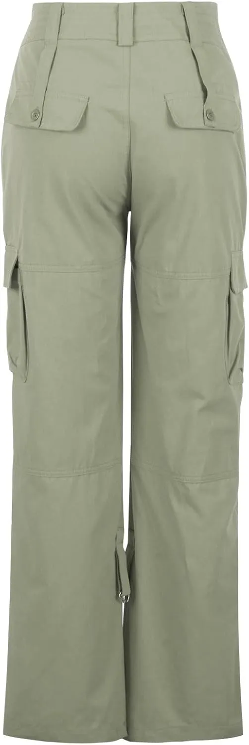Womens Baggy Cargo Pants Low Rise Straight Wide Leg Y2K Trendy Pants Workout Trousers Streetwear with Pockets