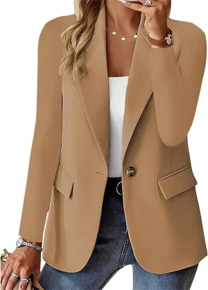 Women's Blazer Business Casual Lightweight Suit Notch Collar Work Office Suit Jackets Elegant Long Sleeve Dressy Jacket