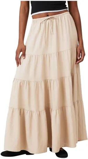 Womens Boho Maxi Skirt Solid Ruffle Swing Elastic High Waisted Pleated Flowy Skirts 2025 Trendy Summer Beach Skorts